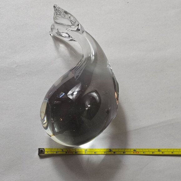 Whale Tail Clear Sculpture Figurine By Spectrum Crystal Indented Eyes Beautiful - Picture 9 of 9